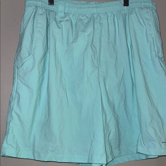 Columbia Light Green/Blue PFG Sports Shorts - Picture 5 of 10